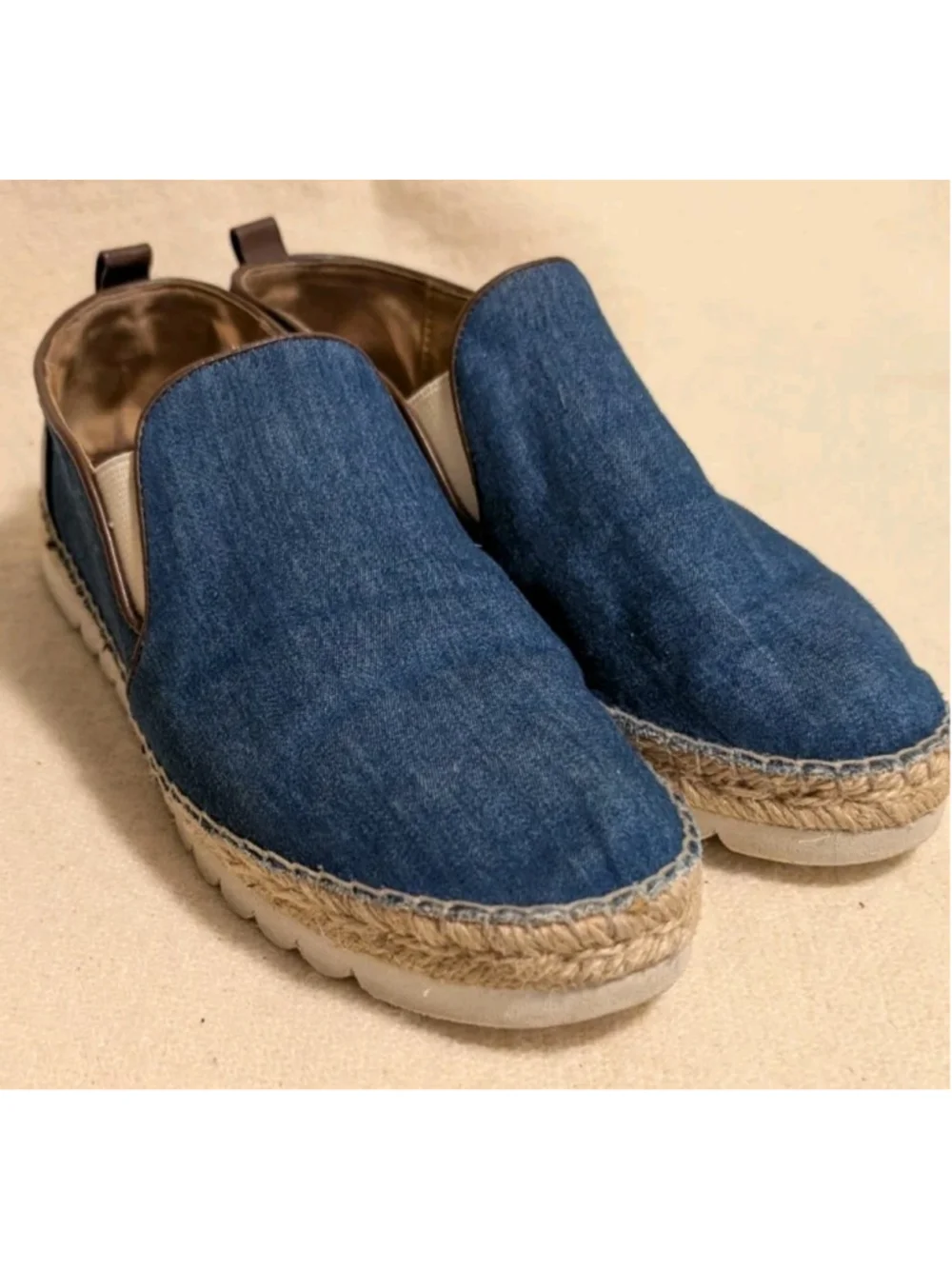 Nine West Youth Denim Espadrilles Slip On Size Y7 Sandals F81